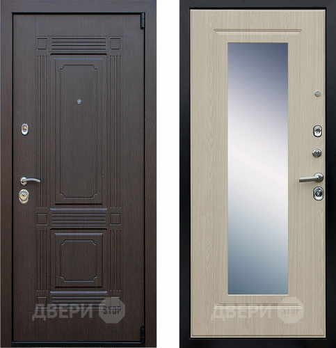 Входная металлическая Дверь АСД Викинг с зеркалом Белёный  дуб в Воскресенске