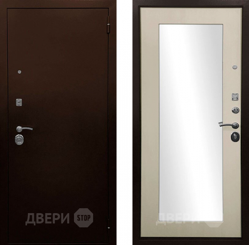 Входная металлическая Дверь Ратибор Оптима 3К зеркало Лиственница беж в Воскресенске