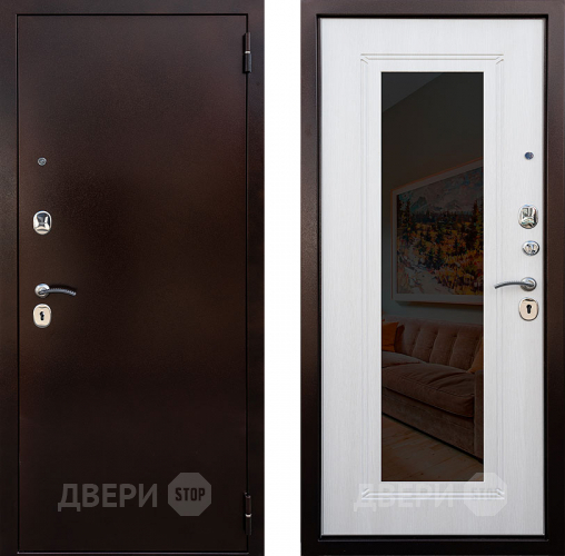 Входная металлическая Дверь Снедо Патриот зеркало Белая Лиственница в Воскресенске