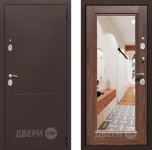 Дверь Престиж 100 с зеркалом Медь/Дуб филадельфия коньяк в Воскресенске