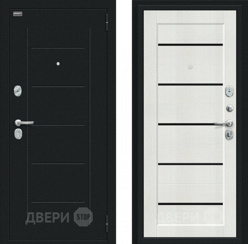 Входная металлическая Дверь Bravo Борн Букле черное/Bianco Veralinga в Воскресенске