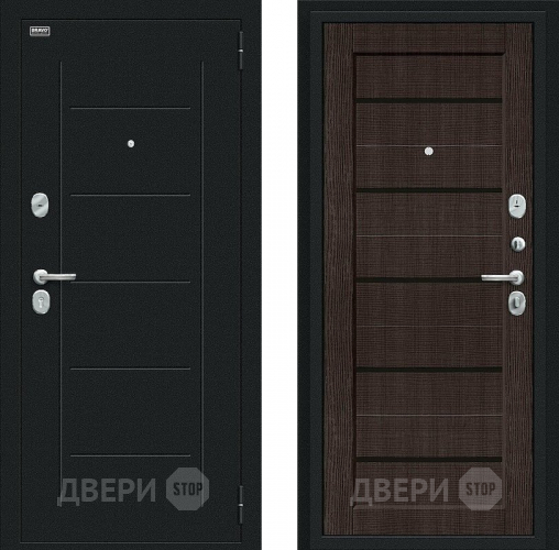 Входная металлическая Дверь Bravo Борн Букле черное/Wenge Veralinga в Воскресенске