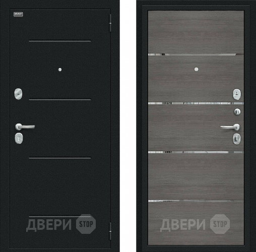 Входная металлическая Дверь Bravo Лайн Букле черное/Grey Veralinga в Воскресенске