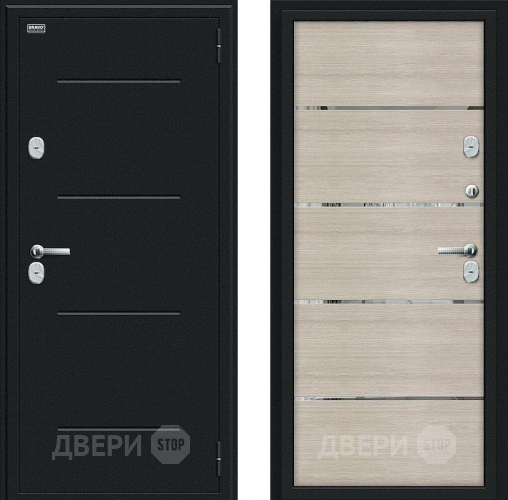 Входная металлическая Дверь Bravo Thermo Лайн Букле черное/Cappuccino Veralinga в Воскресенске