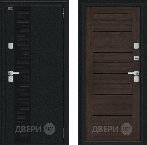 Входная металлическая Дверь Bravo Thermo Техно Декор Букле черное/Wenge Veralinga в Воскресенске