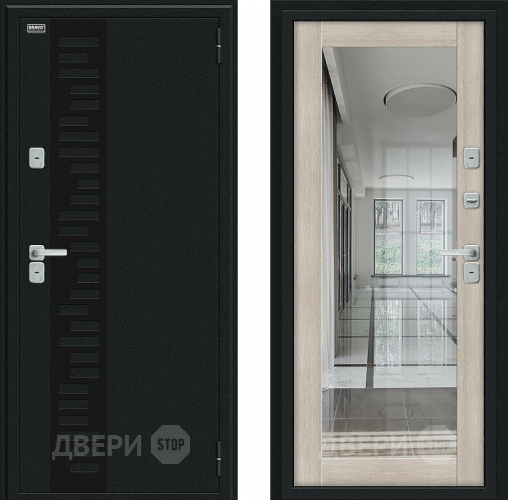 Дверь Bravo Thermo Флэш Декор Букле черное/Cappuccino Veralinga в Воскресенске