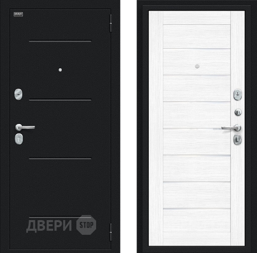 Входная металлическая Дверь Bravo Техно Букле черное/Snow Melinga в Воскресенске