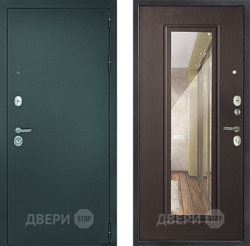 Входная металлическая Дверь Дверной Континент Рубикон Серебро Зеркало Венге в Воскресенске