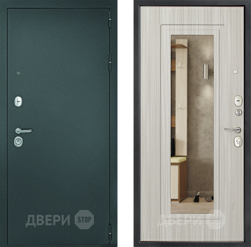 Входная металлическая Дверь Дверной Континент Рубикон Серебро Зеркало Сандал в Воскресенске