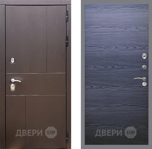 Входная металлическая Дверь Стоп УРБАН Гладкая Дуб тангенальный черный в Воскресенске