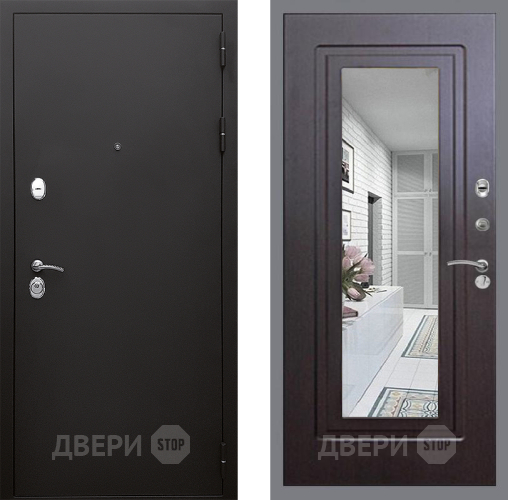 Входная металлическая Дверь Стоп КЛАССИК Шагрень Зеркало ФЛ-120 Венге в Воскресенске
