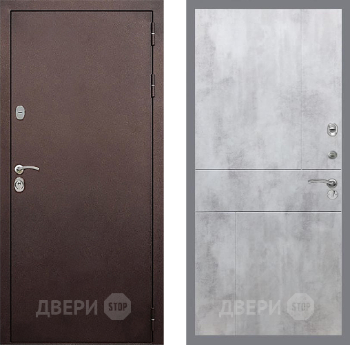 Входная металлическая Дверь Стоп КЛАССИК Медь ФЛ-290 Бетон светлый в Воскресенске