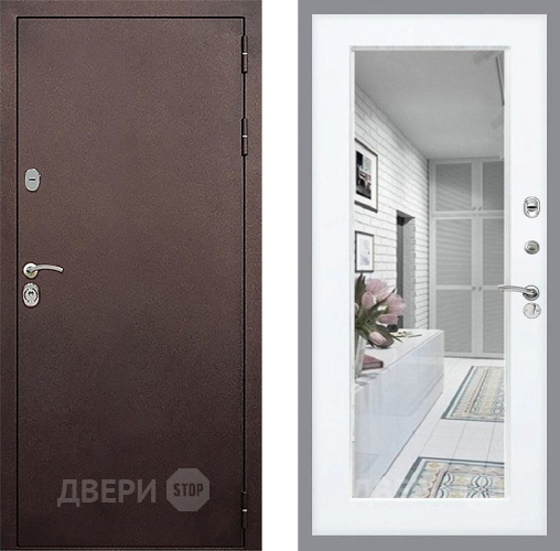 Дверь Стоп КЛАССИК Медь Зеркало Силк Сноу в Воскресенске