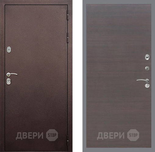 Входная металлическая Дверь Стоп КЛАССИК Медь Гладкая венге поперечный в Воскресенске