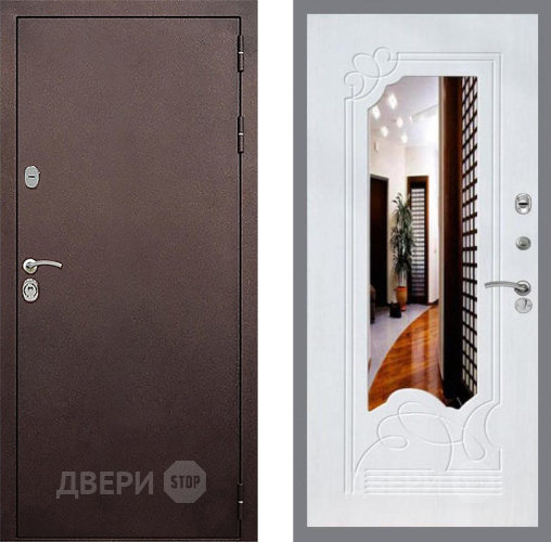 Входная металлическая Дверь Стоп КЛАССИК Медь ЗкркалоФЛ-147 Ясень белый в Воскресенске