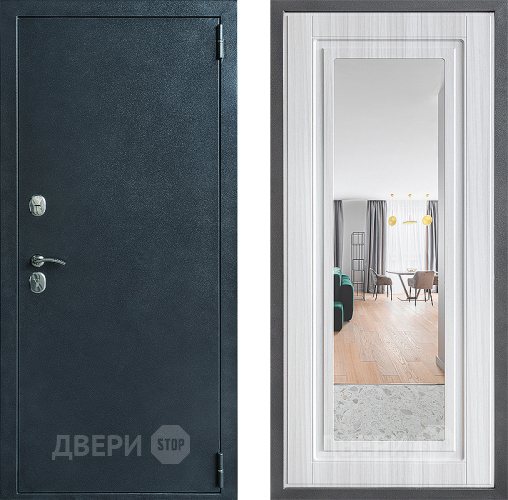 Входная металлическая Дверь Дверной континент ДК-70 Дизайн ФЛЗ Зеркало Сандал белый в Воскресенске