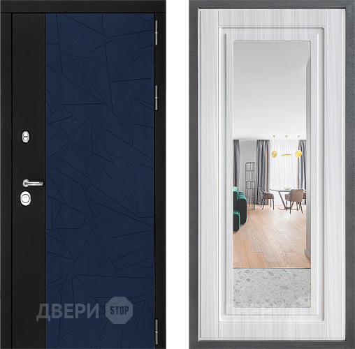 Входная металлическая Дверь Дверной континент ДК-9 ФЛЗ Зеркало Сандал белый в Воскресенске