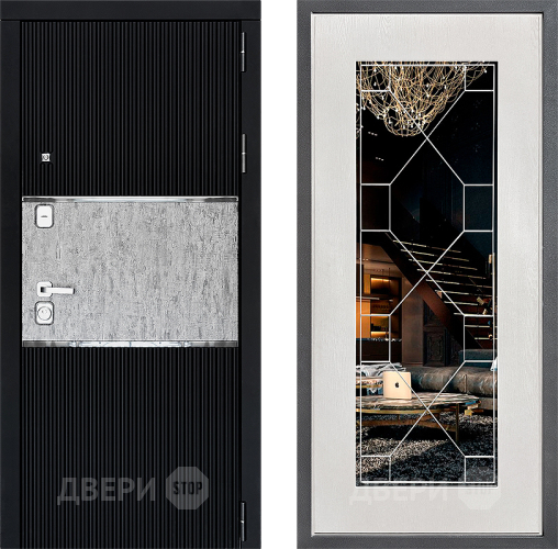 Входная металлическая Дверь Дверной континент ДК-13 ФЛ-Тиффани Зеркало Белое дерево в Воскресенске