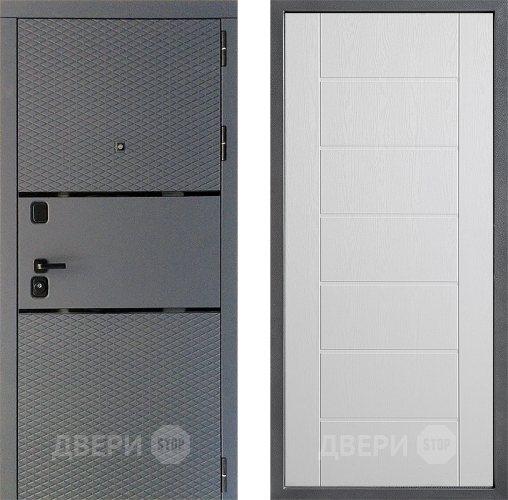 Входная металлическая Дверь Дверной континент Диамант Дизайн ФЛ-Лайн Белое дерево в Воскресенске