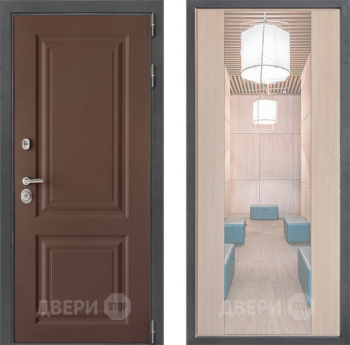 Входная металлическая Дверь Дверной континент ДК-3/729 ФЛЗ-1 Зеркало Капучино в Воскресенске