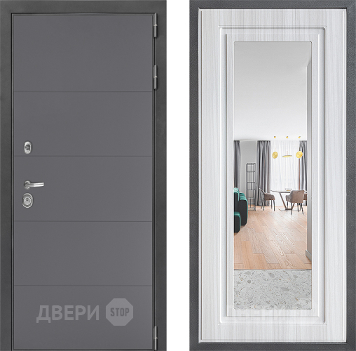 Входная металлическая Дверь Дверной континент ДК-3/649 ФЛЗ Зеркало Сандал белый в Воскресенске