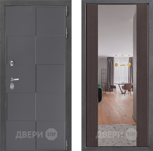 Входная металлическая Дверь Дверной континент ДК-3/606 ФЛЗ-1 Зеркало Венге в Воскресенске