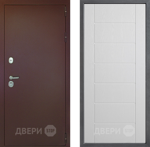 Входная металлическая Дверь Дверной континент Рубикон Медь Дизайн ФЛ-Лайн Белое дерево в Воскресенске