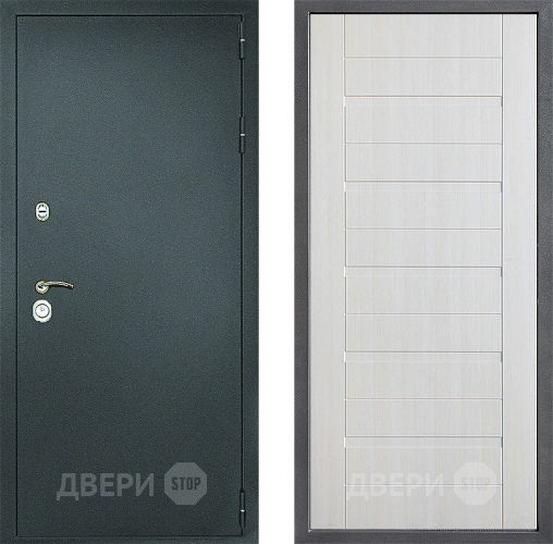 Входная металлическая Дверь Дверной континент Рубикон Серебро Дизайн ФЛ-70 Лиственница белая в Воскресенске