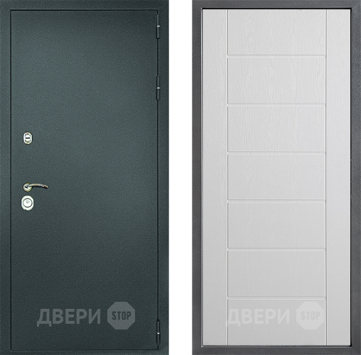 Дверь Дверной континент Рубикон Серебро Дизайн ФЛ-Лайн Белое дерево в Воскресенске