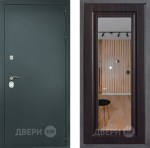 Дверь Дверной континент Рубикон Серебро Дизайн ФЛЗ Зеркало Венге в Воскресенске