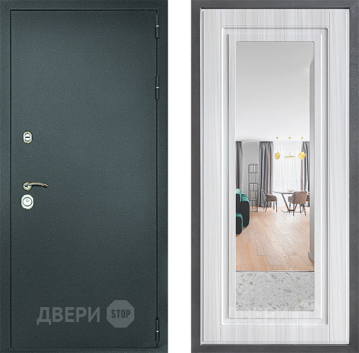 Входная металлическая Дверь Дверной континент Рубикон Серебро Дизайн ФЛЗ Зеркало Сандал белый в Воскресенске