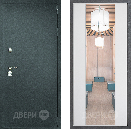 Входная металлическая Дверь Дверной континент Рубикон Серебро Дизайн ФЛЗ-1 Зеркало Белый софт в Воскресенске