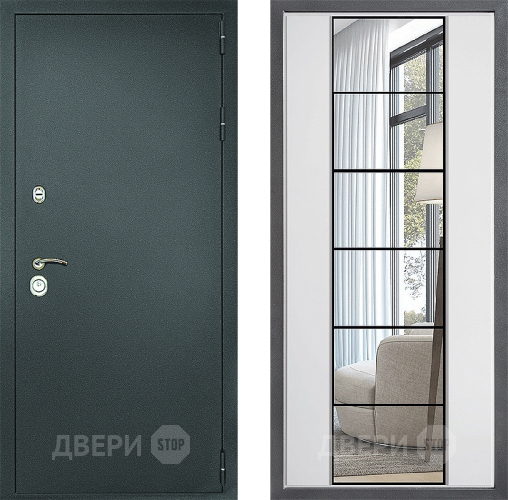 Дверь Дверной континент Рубикон Серебро Дизайн ФЛЗ-2 Зеркало Белый софт в Воскресенске