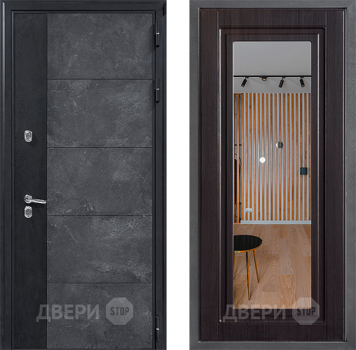 Входная металлическая Дверь Дверной континент ДК-15 Бетон ТЕРМО ФЛЗ Зеркало Венге в Воскресенске