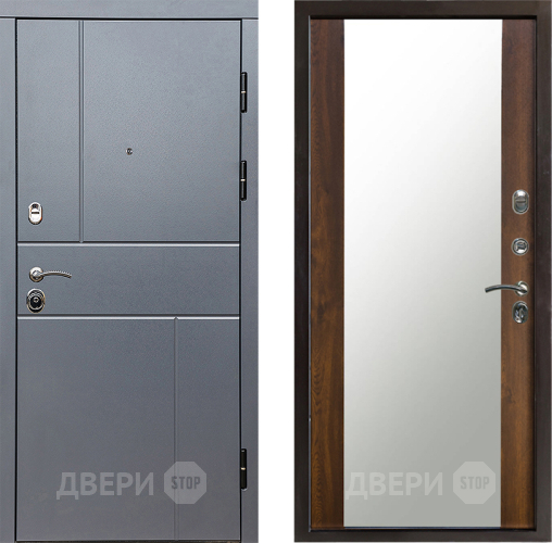 Входная металлическая Дверь Престиж Горизонт Грэй Зеркало Дуб в Воскресенске