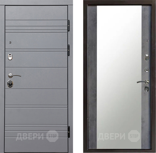 Входная металлическая Дверь Престиж Линия Грэй Зеркало Бетон темный в Воскресенске
