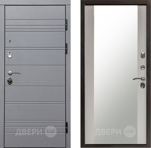 Входная металлическая Дверь Престиж Линия Грэй Зеркало Лиственница белая в Воскресенске