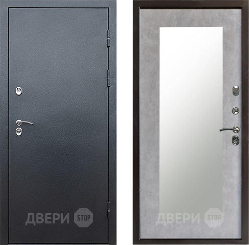 Входная металлическая Дверь Престиж TERMO с терморазрывом Снегирь Серебро Зеркало пастораль Бетон светлый в Воскресенске