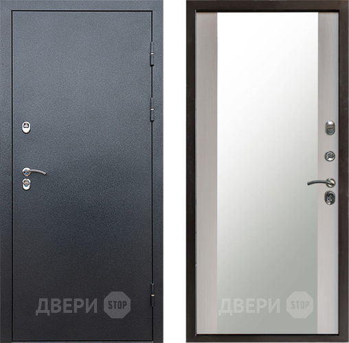 Входная металлическая Дверь Престиж TERMO с терморазрывом Снегирь Серебро Зеркало Лиственница белая в Воскресенске