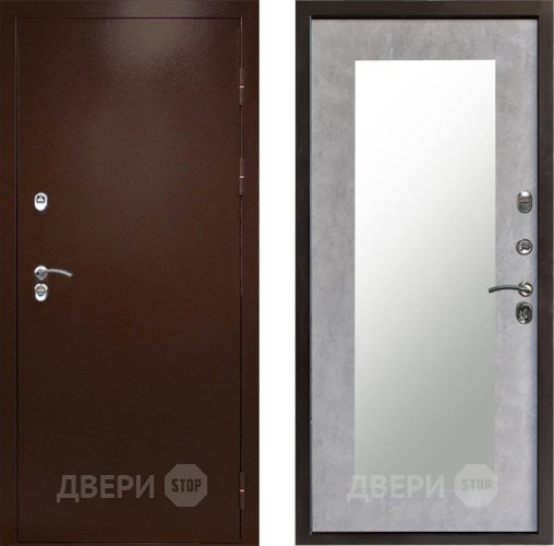 Входная металлическая Дверь Престиж TERMO с терморазрывом Снегирь Медь Зеркало пастораль Бетон светлый в Воскресенске