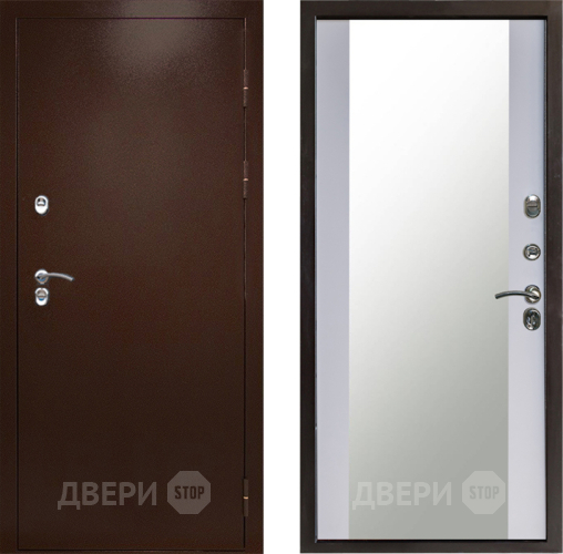 Дверь Престиж TERMO с терморазрывом Снегирь Медь Зеркало Белый софт в Воскресенске