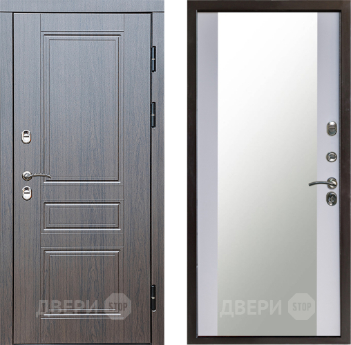 Входная металлическая Дверь Престиж TERMO с терморазрывом Классика Зеркало Белый софт в Воскресенске