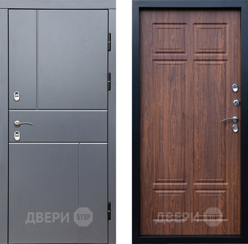 Входная металлическая Дверь Престиж TERMO с терморазрывом Горизонт Грэй Премиум Орех темный в Воскресенске