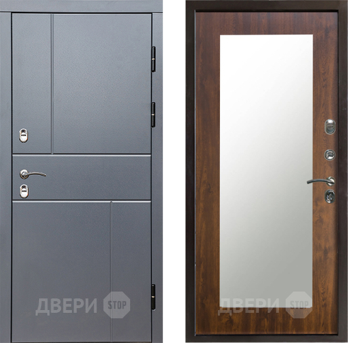 Входная металлическая Дверь Престиж TERMO с терморазрывом Горизонт Грэй Зеркало пастораль Дуб в Воскресенске