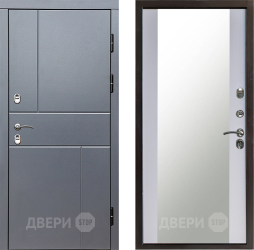 Дверь Престиж TERMO с терморазрывом Горизонт Грэй Зеркало Белый софт в Воскресенске