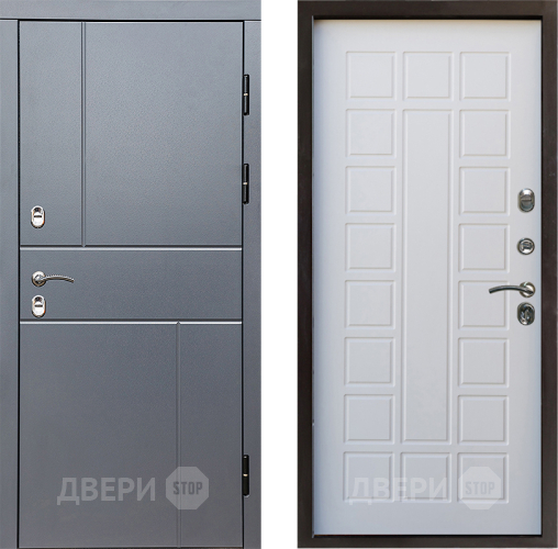 Входная металлическая Дверь Престиж TERMO с терморазрывом Горизонт Грэй Престиж Белое дерево в Воскресенске