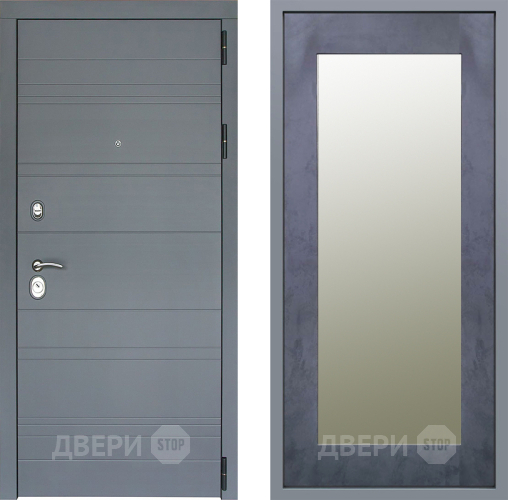 Дверь Заводские двери Лира Софт графит Зеркало Модерн Бетон темный в Воскресенске