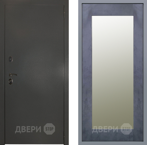Дверь Заводские двери Эталон 3к антик серебро Зеркало Модерн Бетон темный в Воскресенске