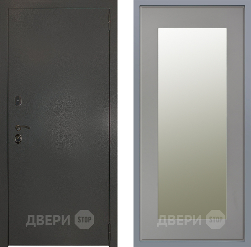 Дверь Заводские двери Эталон 3к антик серебро Зеркало Модерн Грей софт в Воскресенске