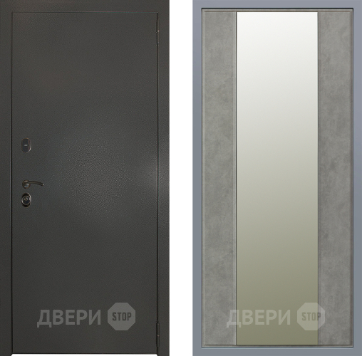 Дверь Заводские двери Эталон 3к антик серебро Зеркало Макси Бетон темный в Воскресенске